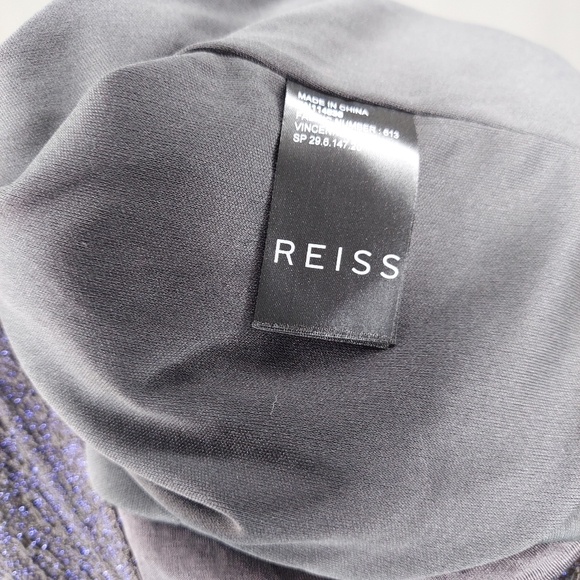 Reiss Dress Sleeveless Stretch Texture Sparkle Colorblock Wave Knit Sheath 8 - Picture 6 of 7